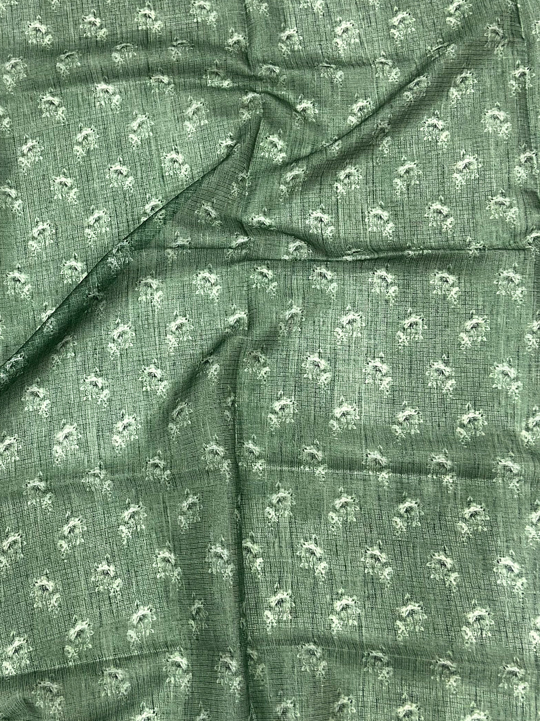 Sage Green Kota Doriya Floral Cut Work Saree
