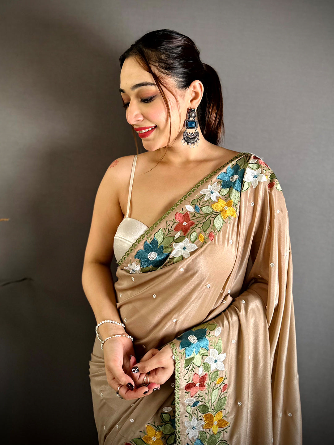 Radiance Floral Embroidered Border Saree