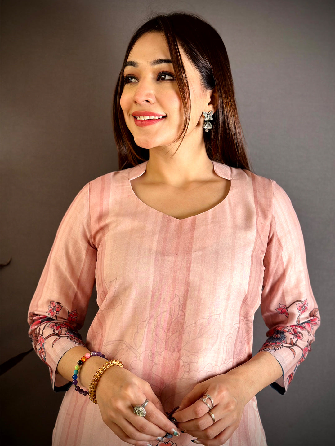 Mul Cotton Floral Half Collar Kurti