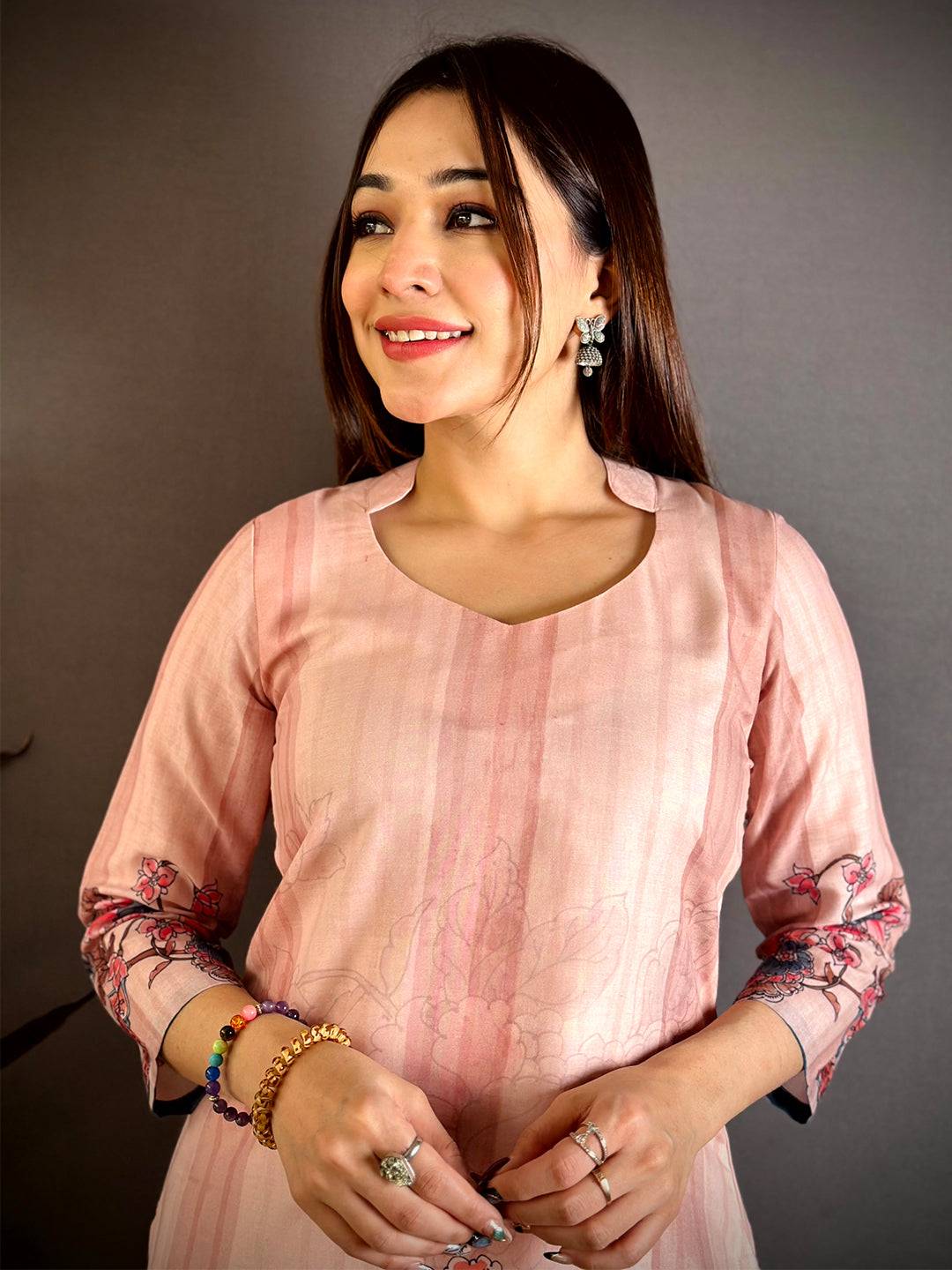 Mul Cotton Floral Half Collar Kurti