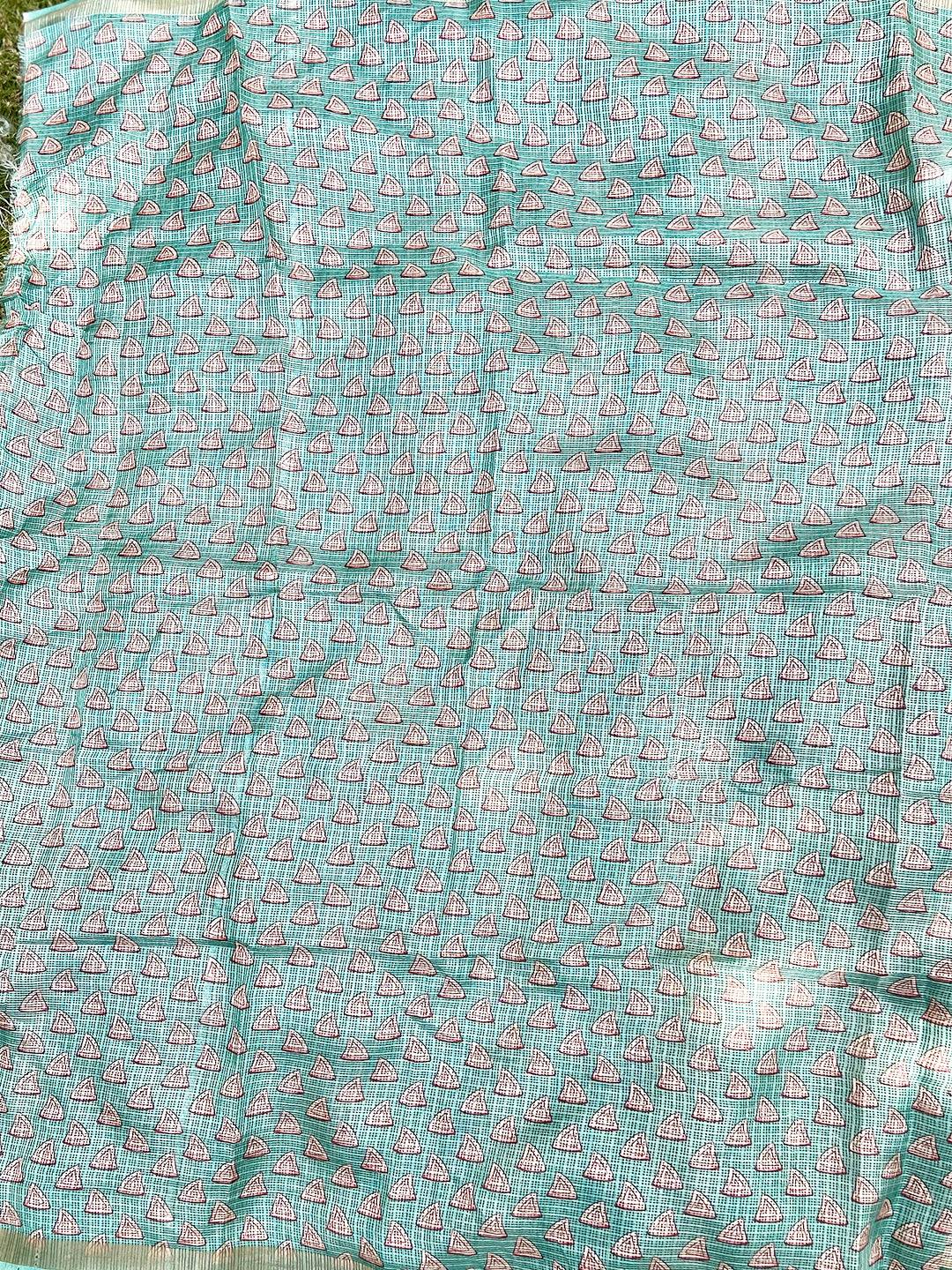 Soft Kota Doriya Silk Saree With Flower Kalamkari Print