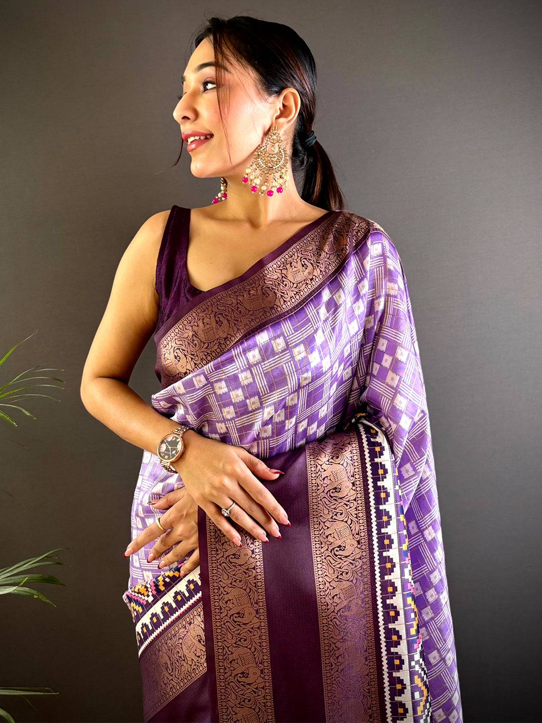 Purple Patola Silk Zari Saree