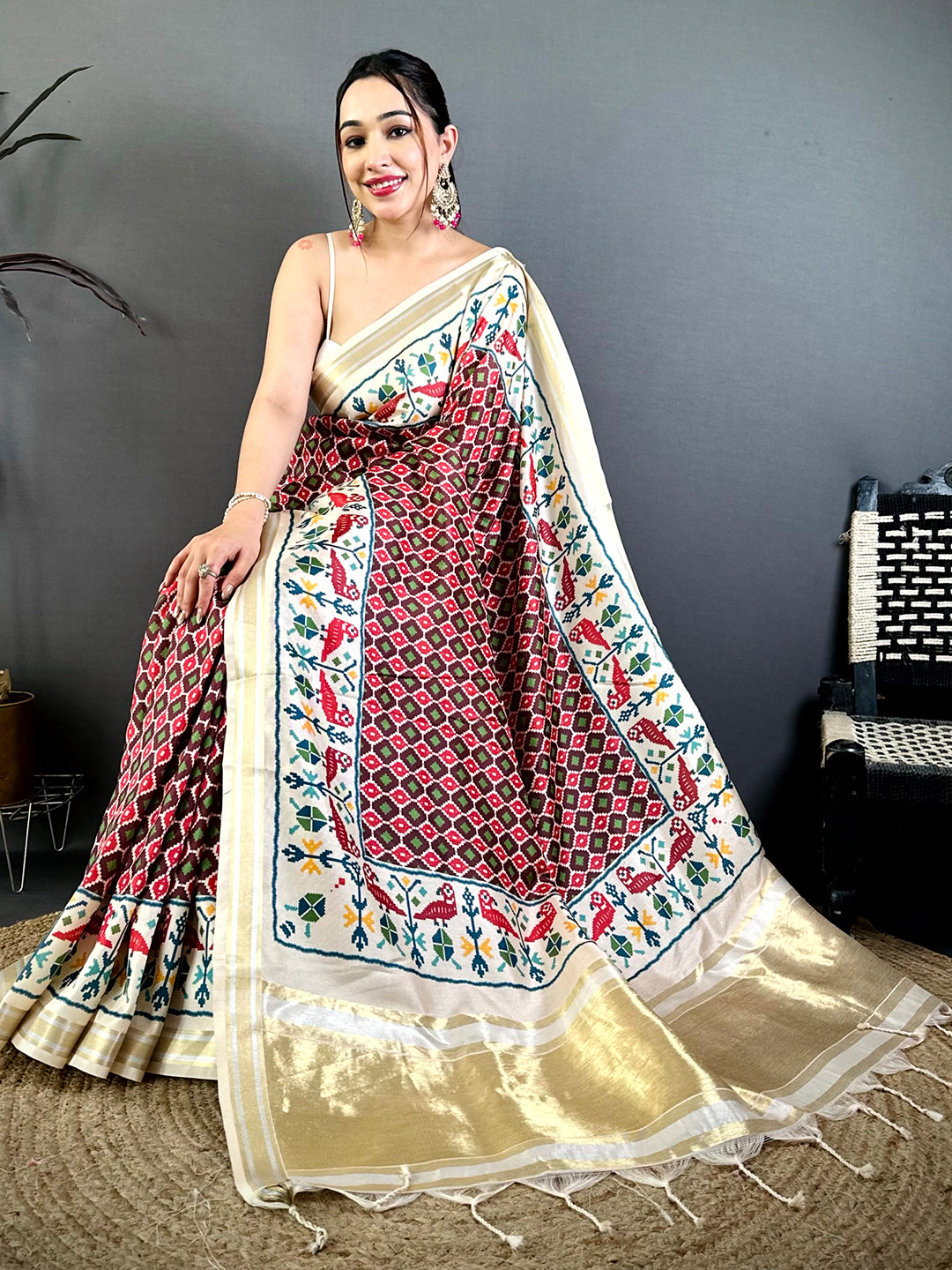 Classic Ikkat Soft Kanchi Silk Saree