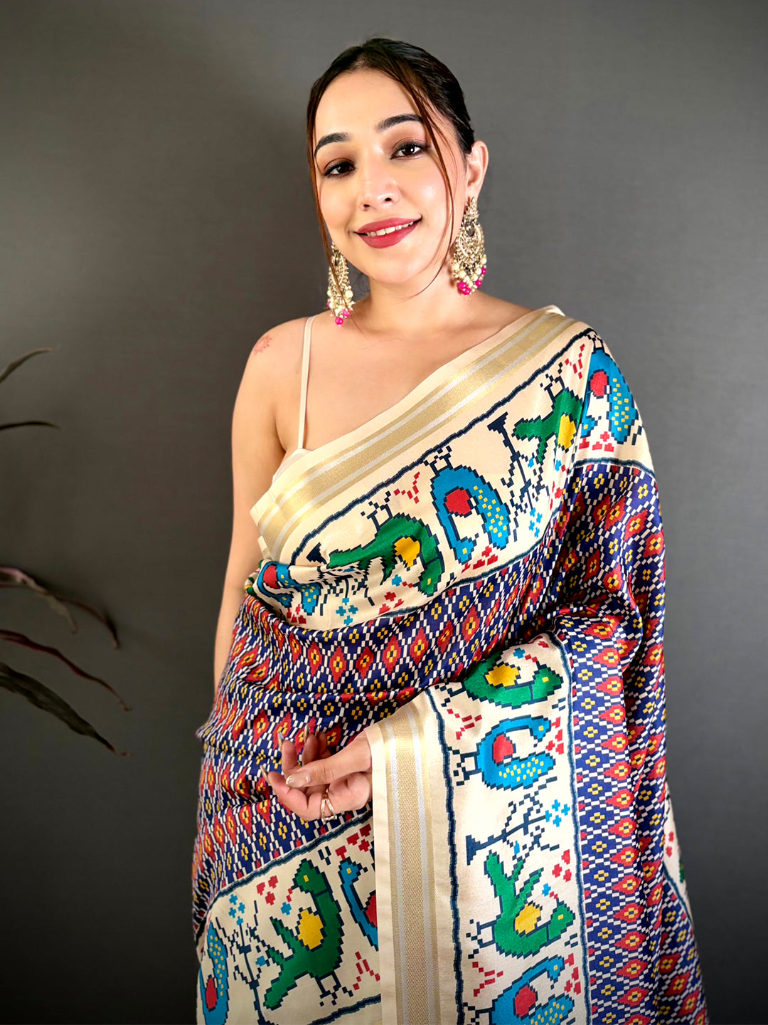 Navy Soft Kanchi Silk Ikkat Patola Saree
