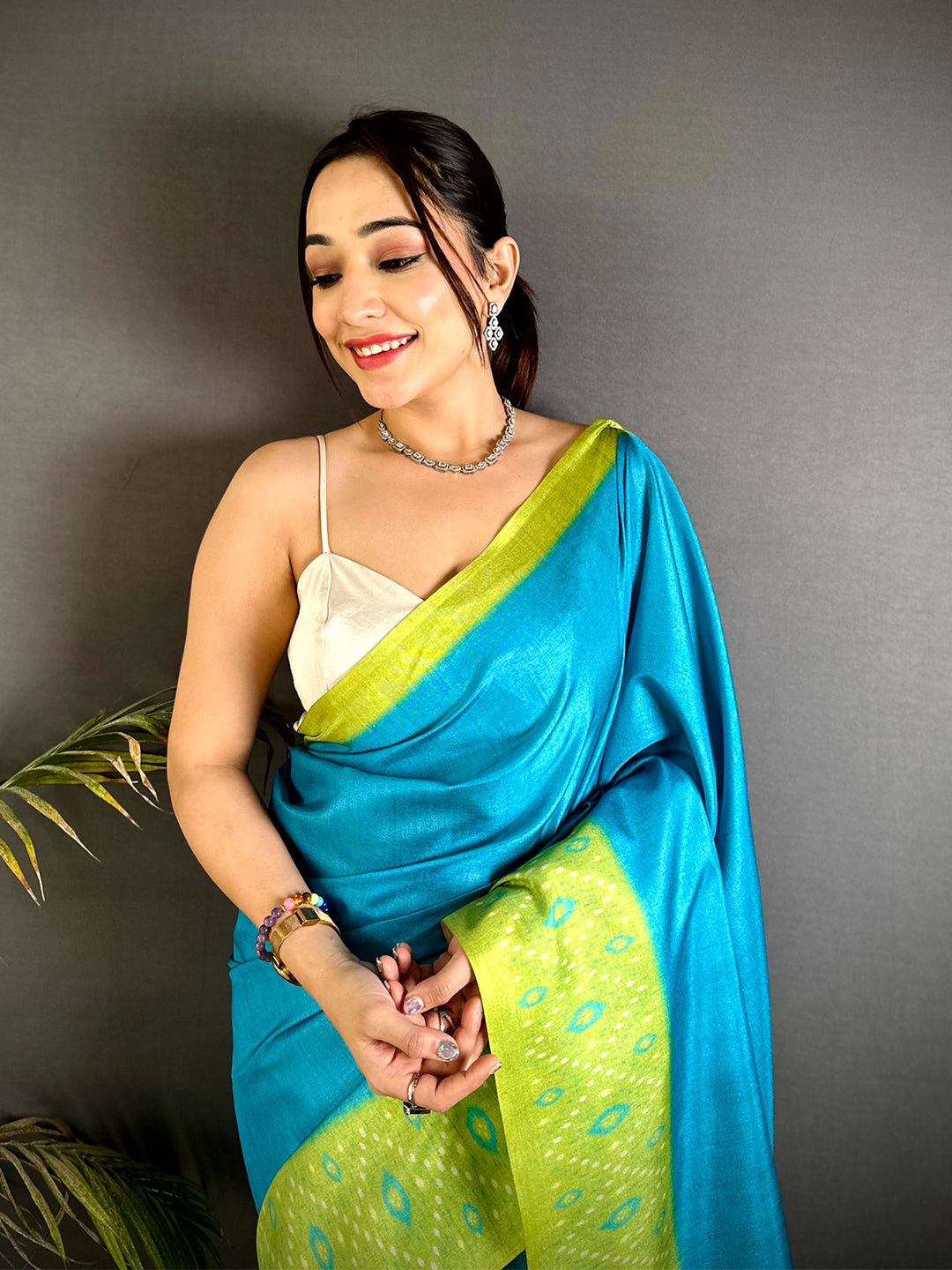 Sky Blue Soft Tussar Silk Ikkat Saree