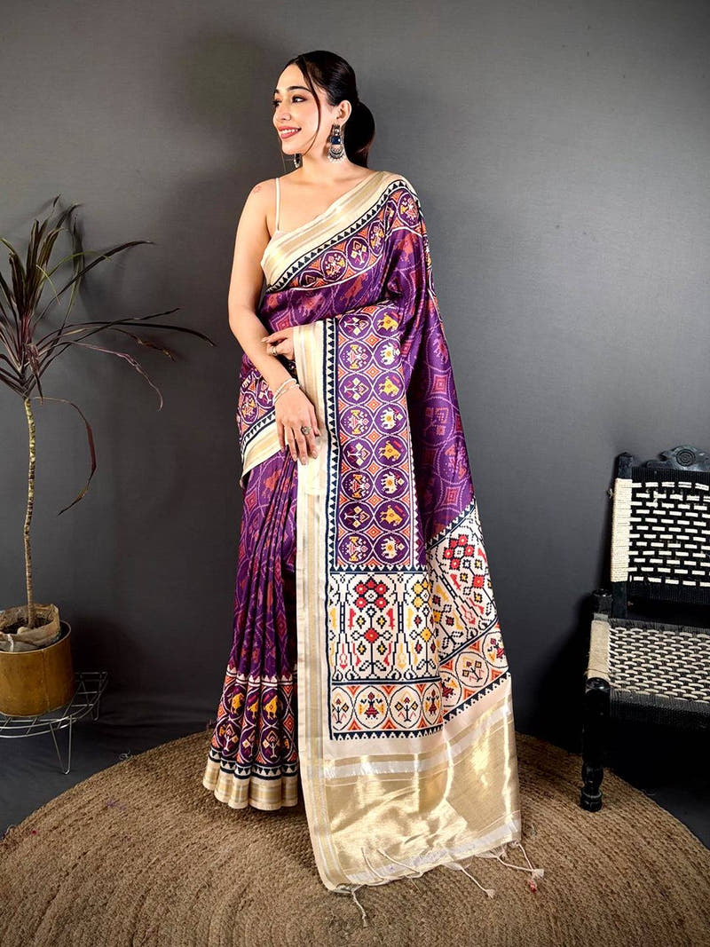 Royal Purple Soft Kanchi Silk Saree
