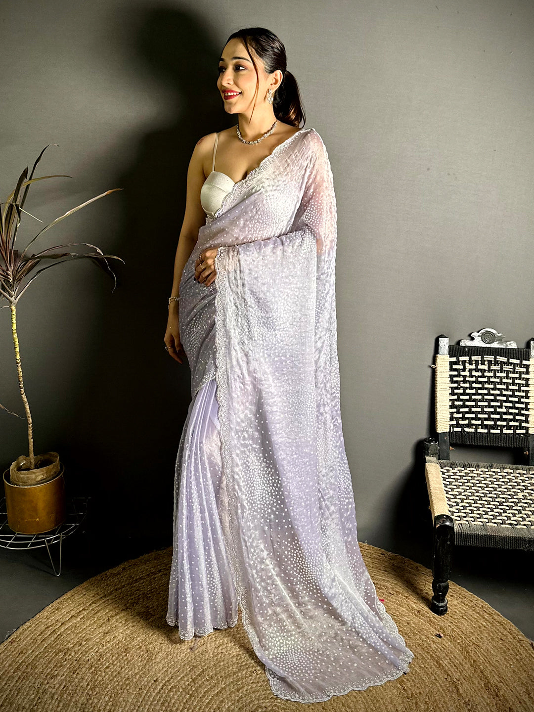 Radiant Chiffon Satin Silk Sequinne Saree