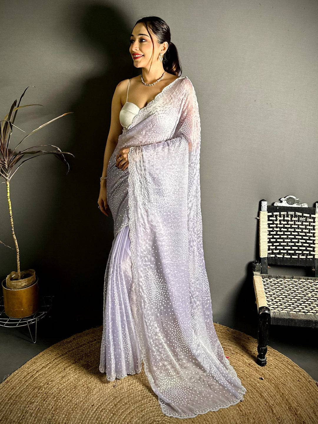 Radiant Chiffon Satin Silk Sequinne Saree