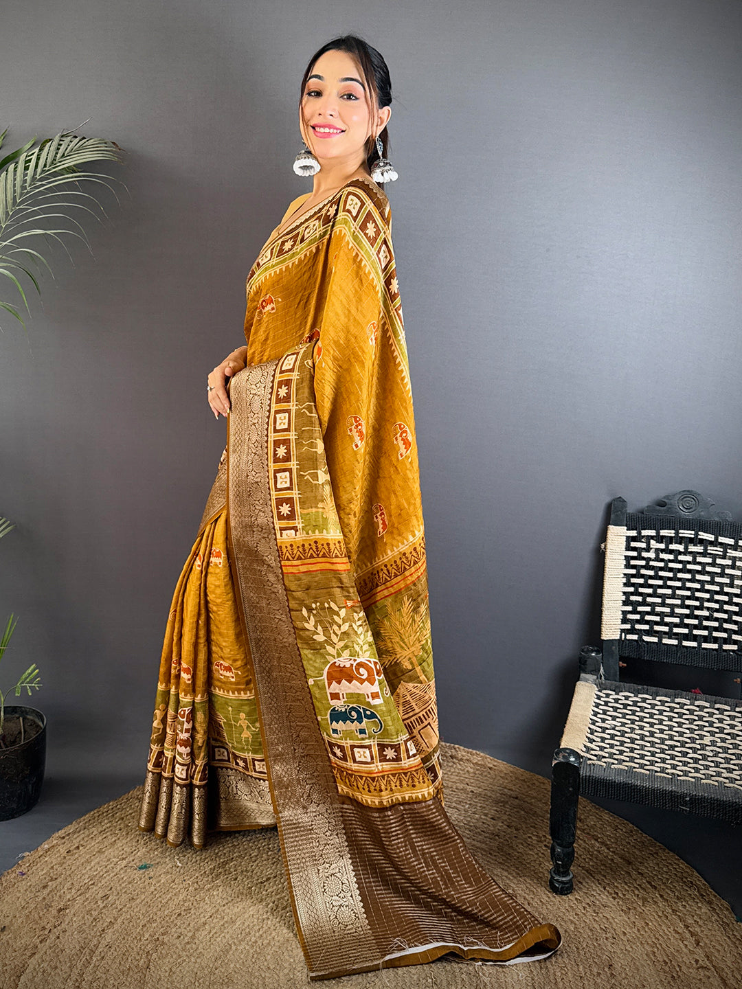 Radiant Viscose Kalamkari Printed Saree