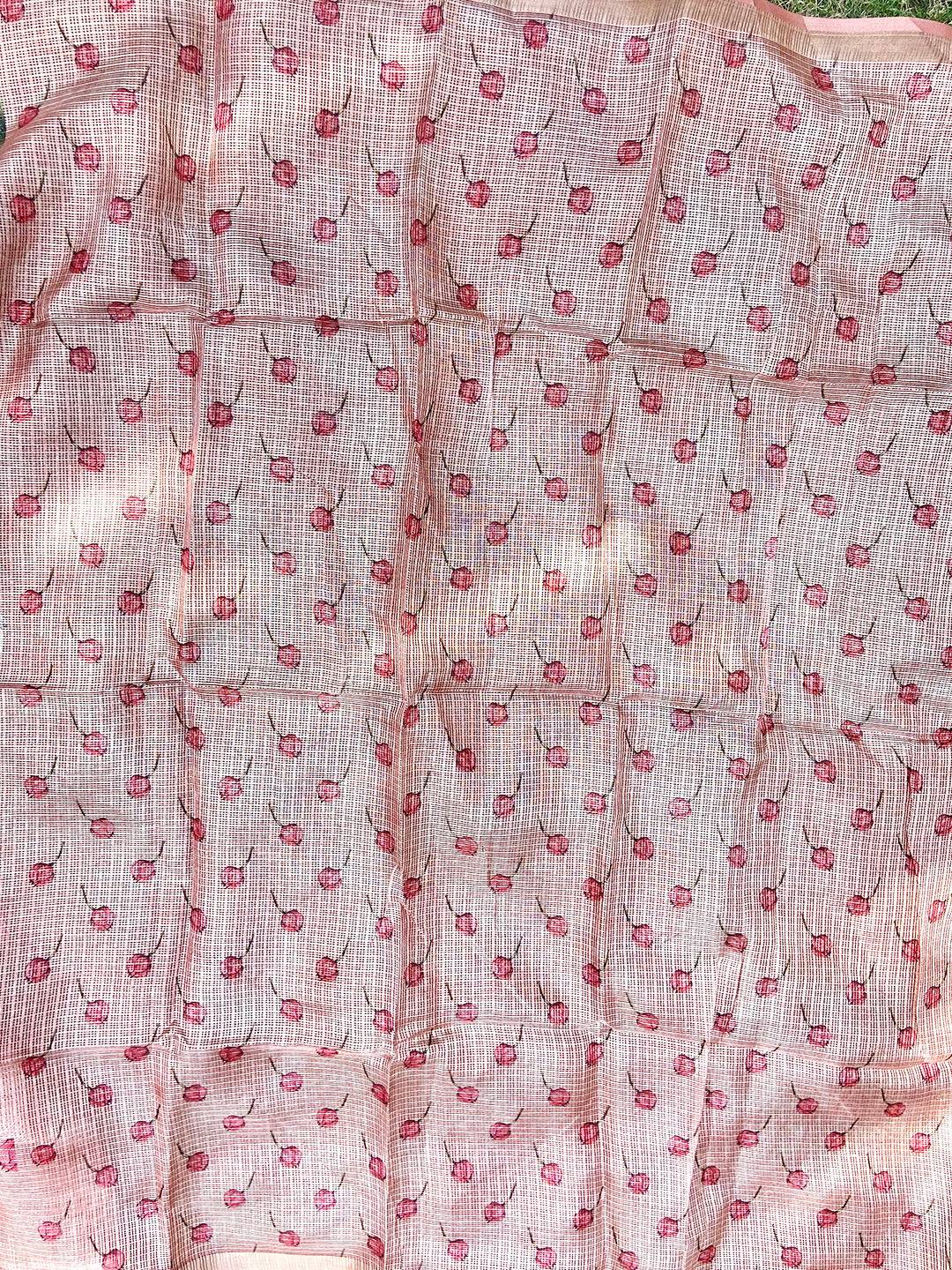 Muvel Colour Soft Kota Doriya Silk Saree With Flower Print