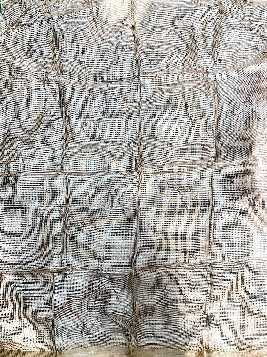 Soft Kota Doriya Silk Saree With Flower Prints & Rich Pallu