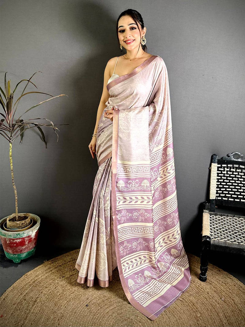Elegant Tussar Brasso Digital Print Saree