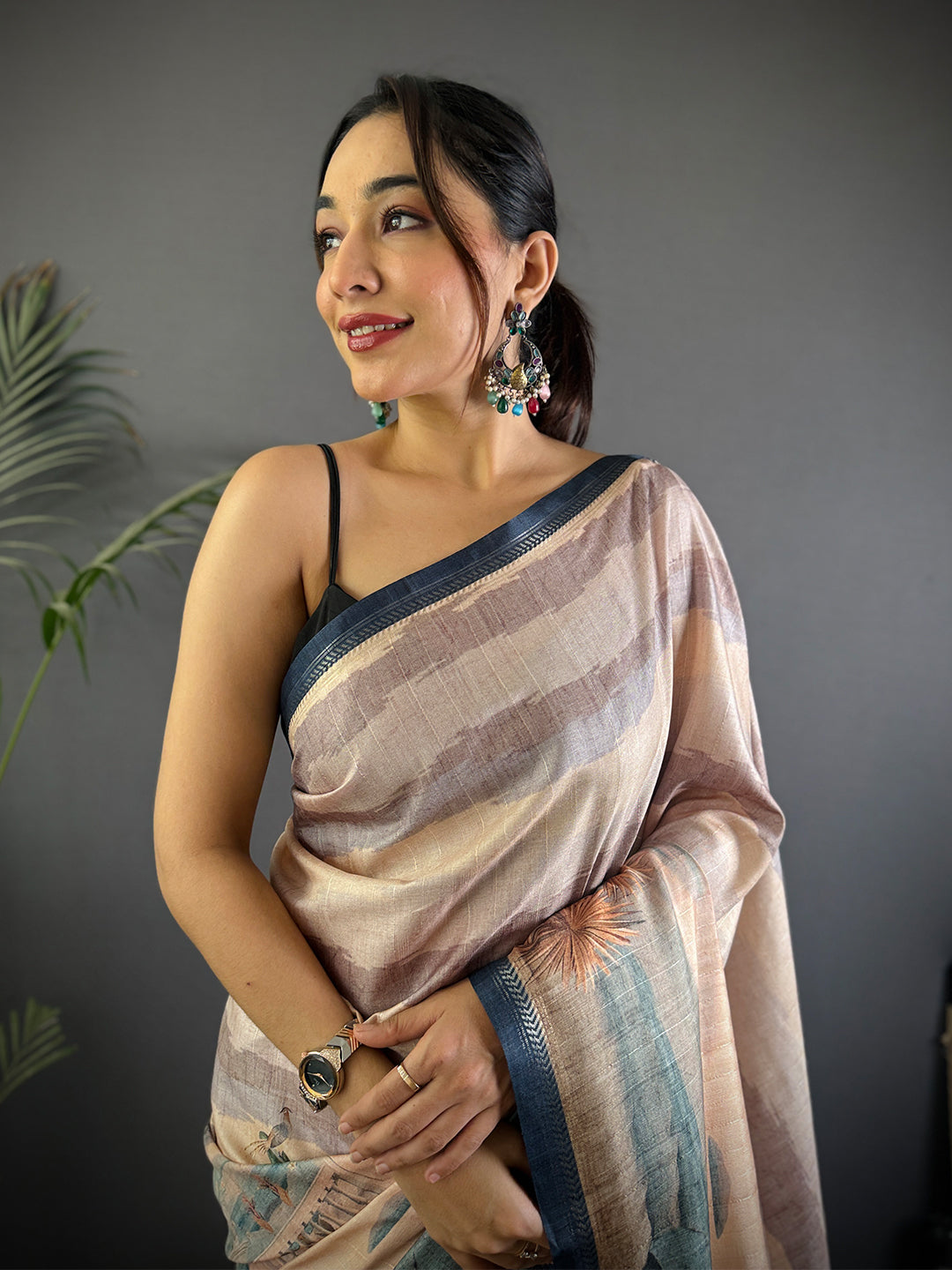 Artistry Tussar Ghicha Silk Art Work Saree
