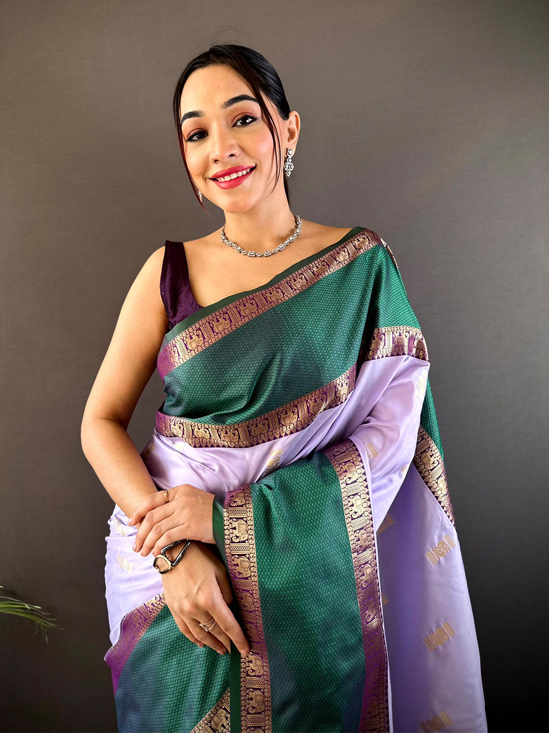 Lavender Gadhwal Pure Soft Silk Saree