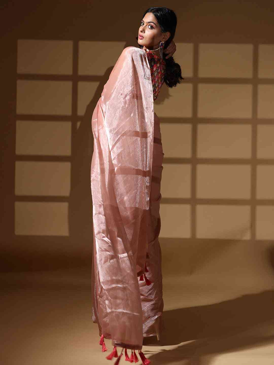 Chiffon Dual Tone Party Wear Designer Saree