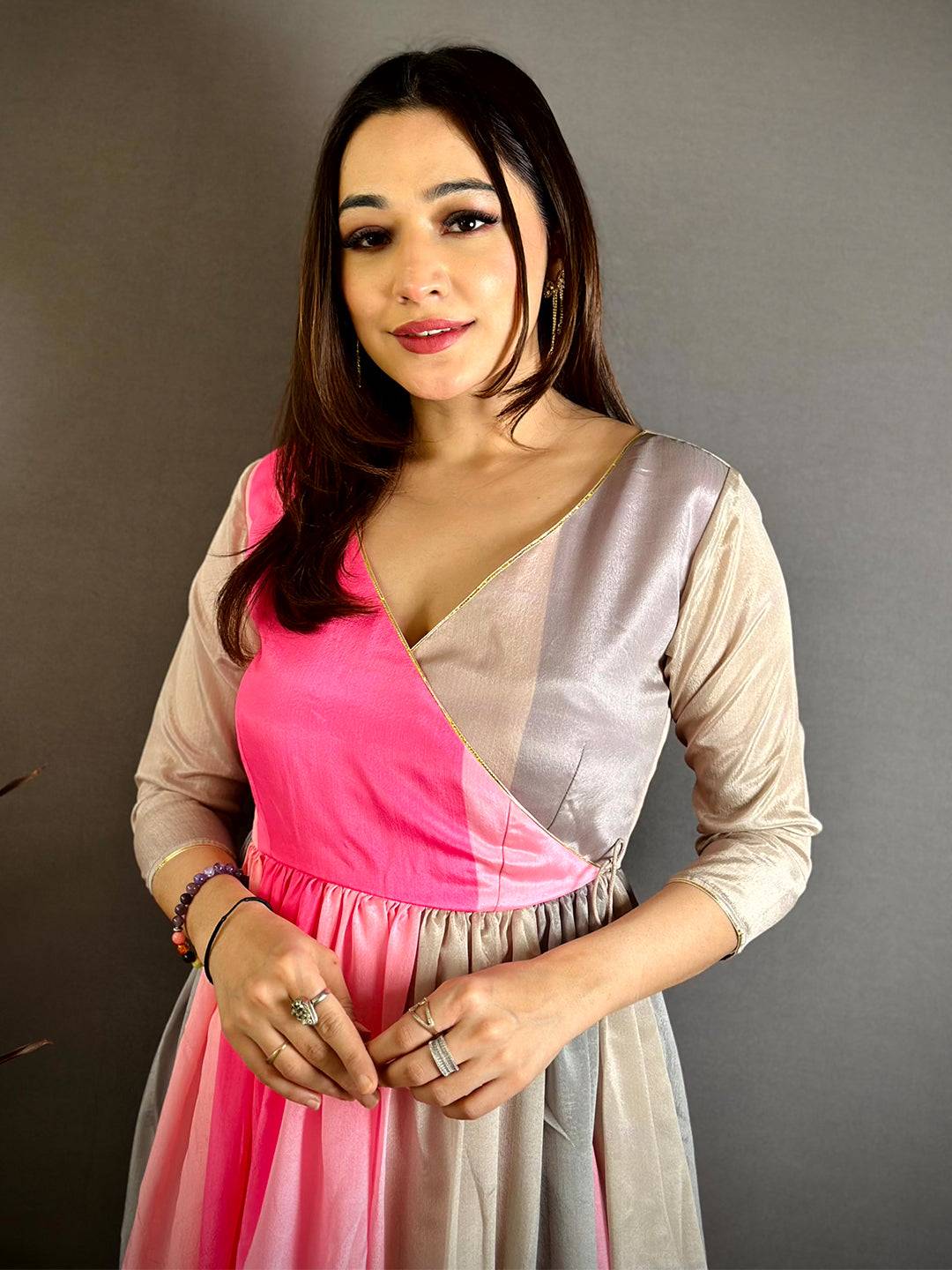 Modern Regal V Neck Dress