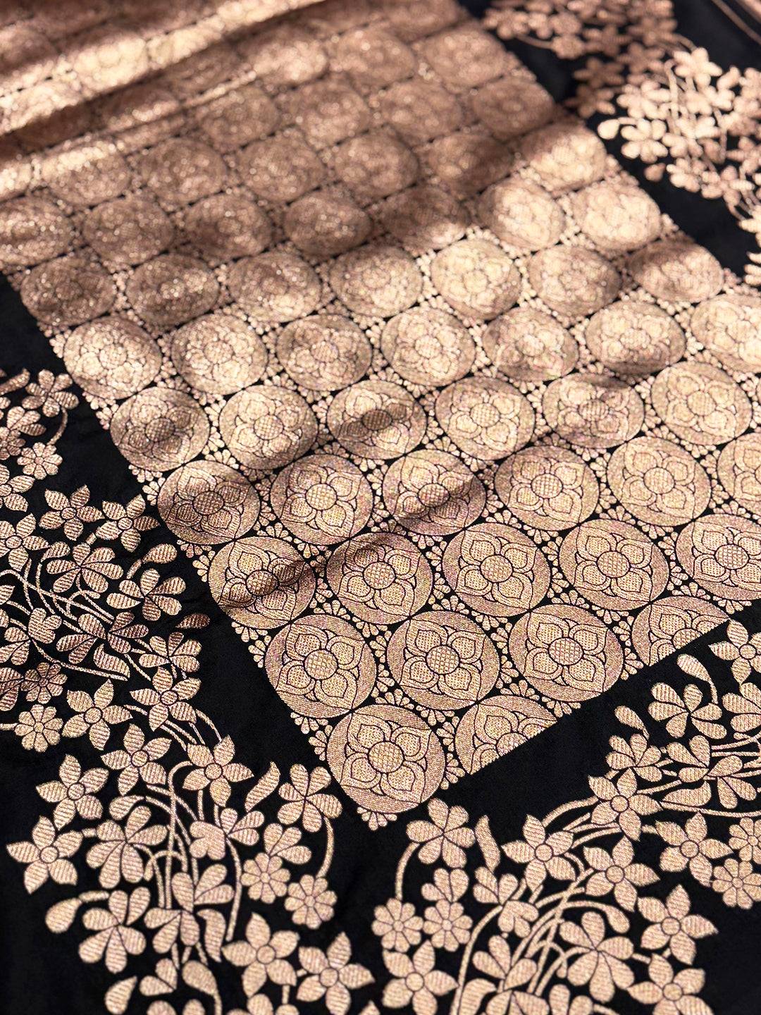 Rose Gold Blossom Soft Satin Silk Saree