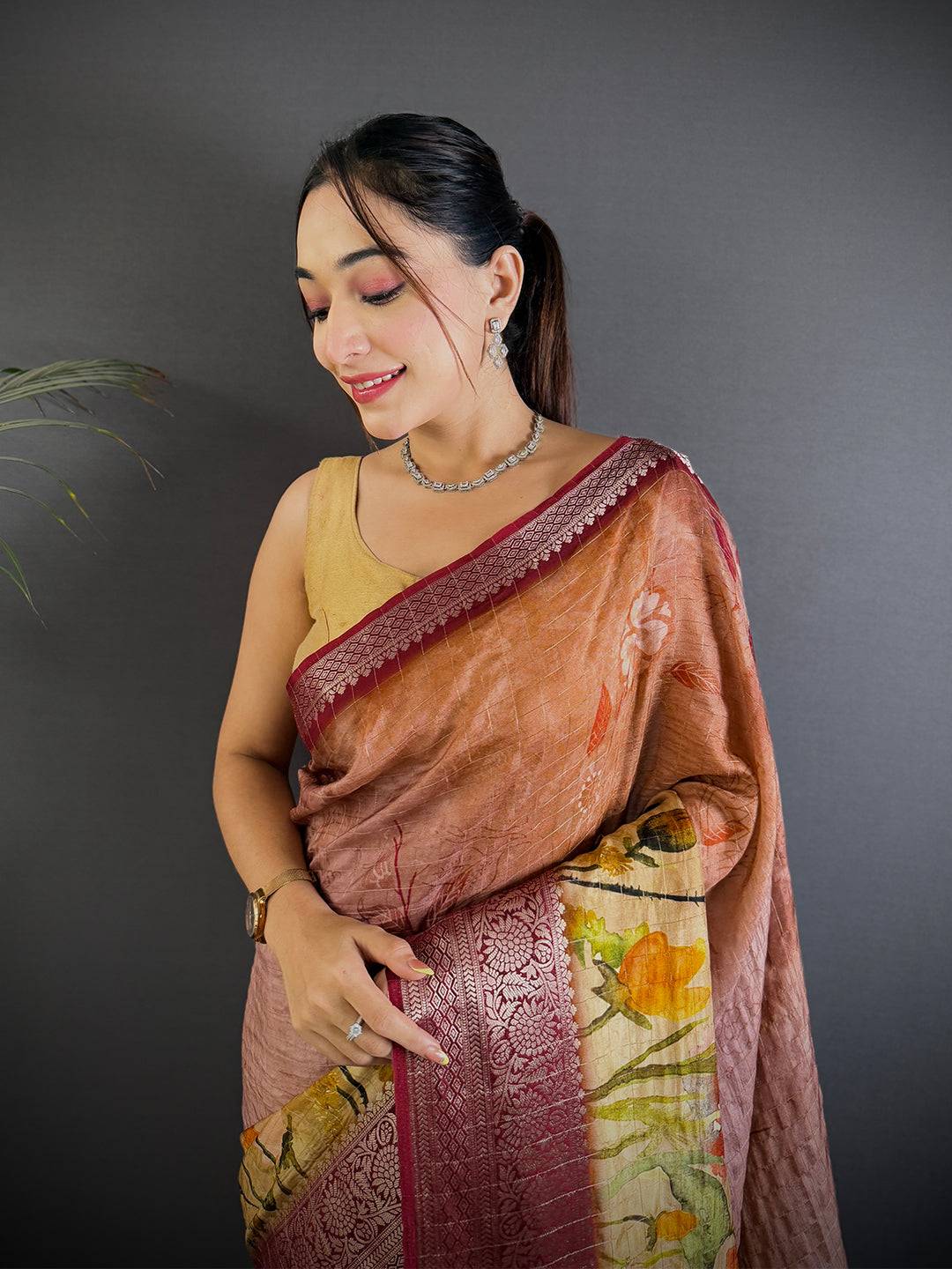 Rose Aura Pure Viscose Floral Saree