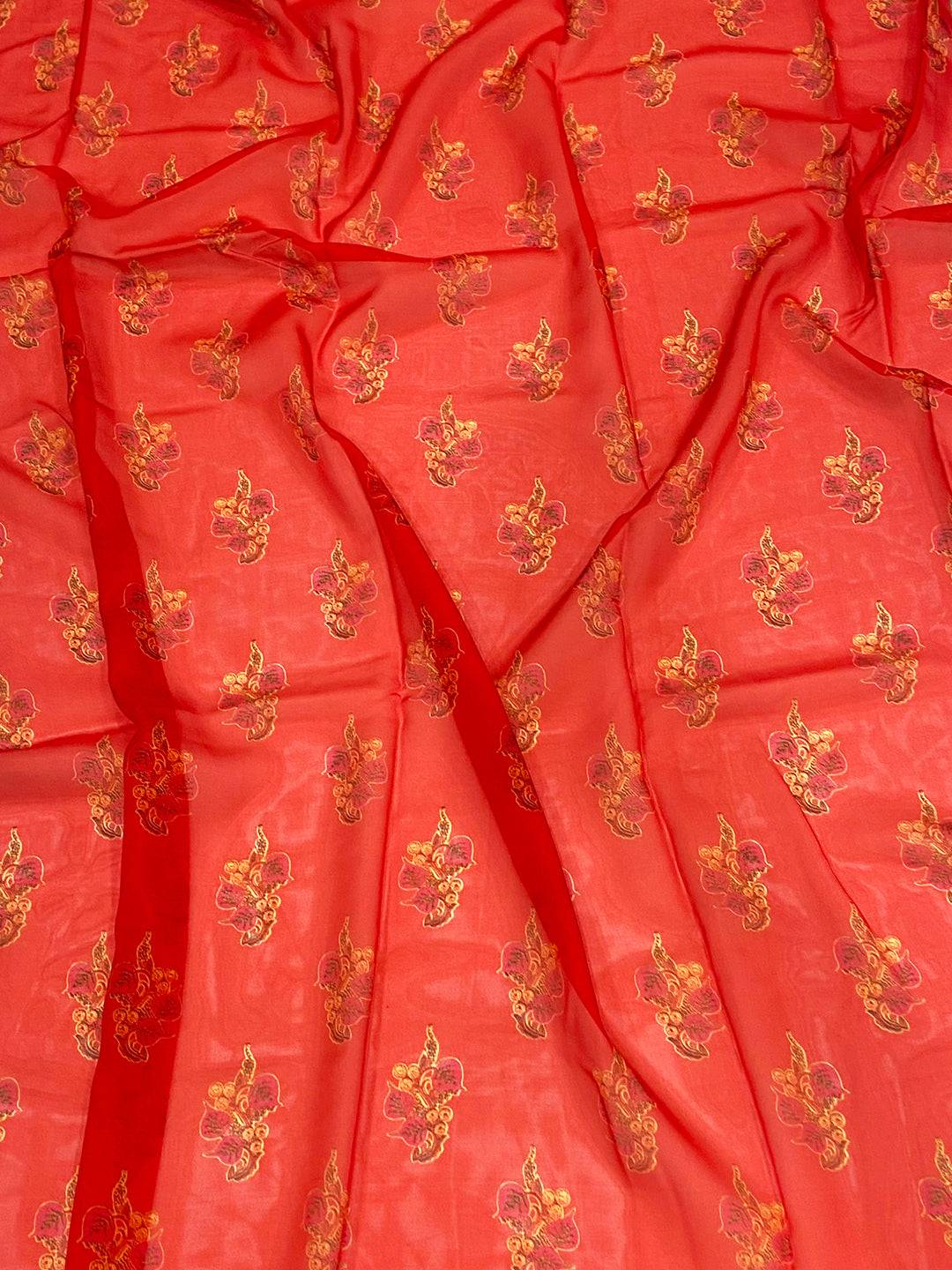 Ethereal Blue Floral Tebi Silk Saree