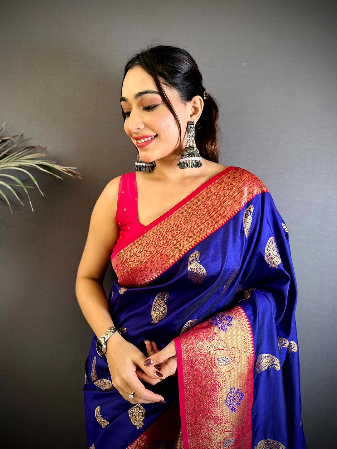 Graceful Purple Kanjivaram Style Soft Silk Saree