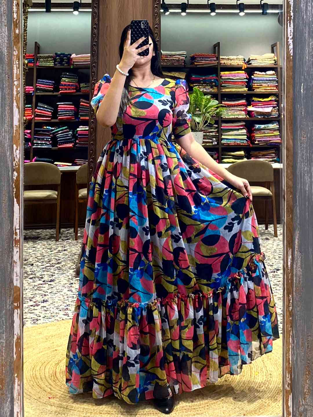 Black Floral Print Dress