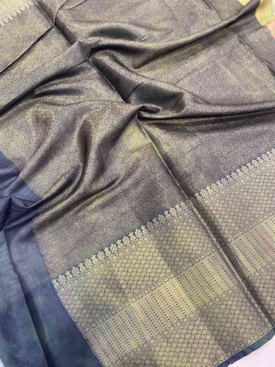 Close-up of Kalamkari Printed Kota Doriya Saree fabric