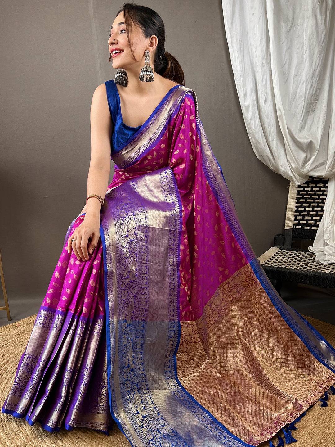 Stylish Banarasi saree featuring detailed motifs