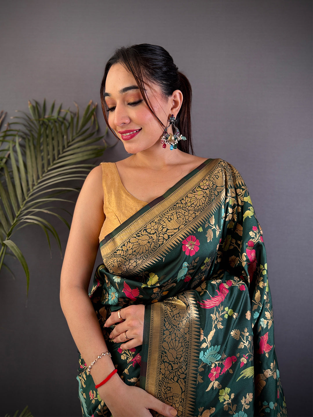 Green Kadi Minakari Banarasi Silk Saree