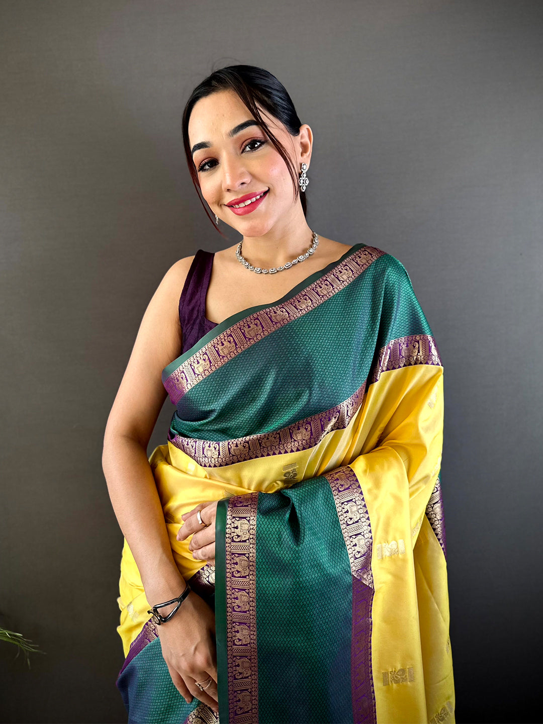 Yellow Gadhwal Pure Soft Silk Saree