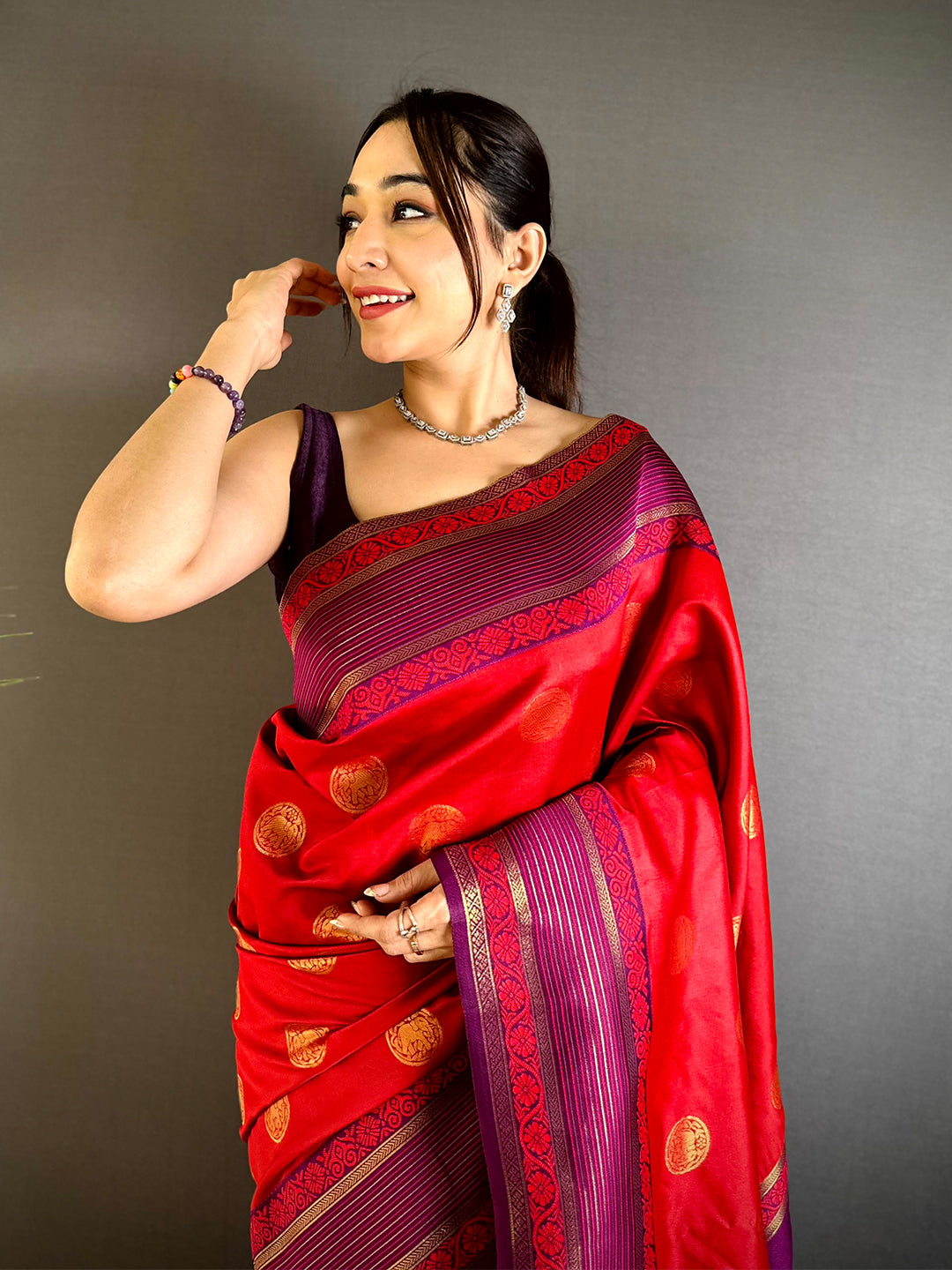 Elephant Zari Banarasi Soft Silk Saree