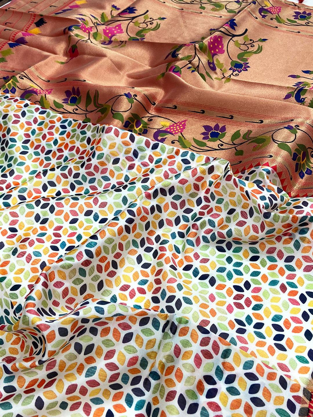 White Paithani Pallu Digital Print Saree