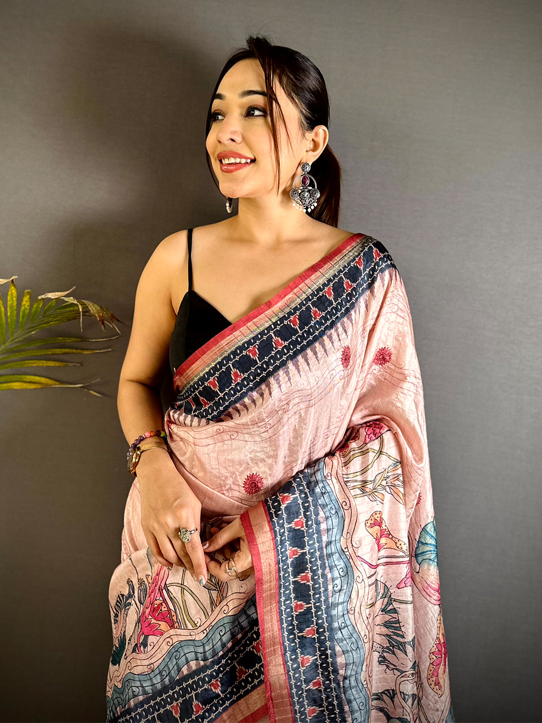 Artistic Slub Ghicha Ikkat Saree