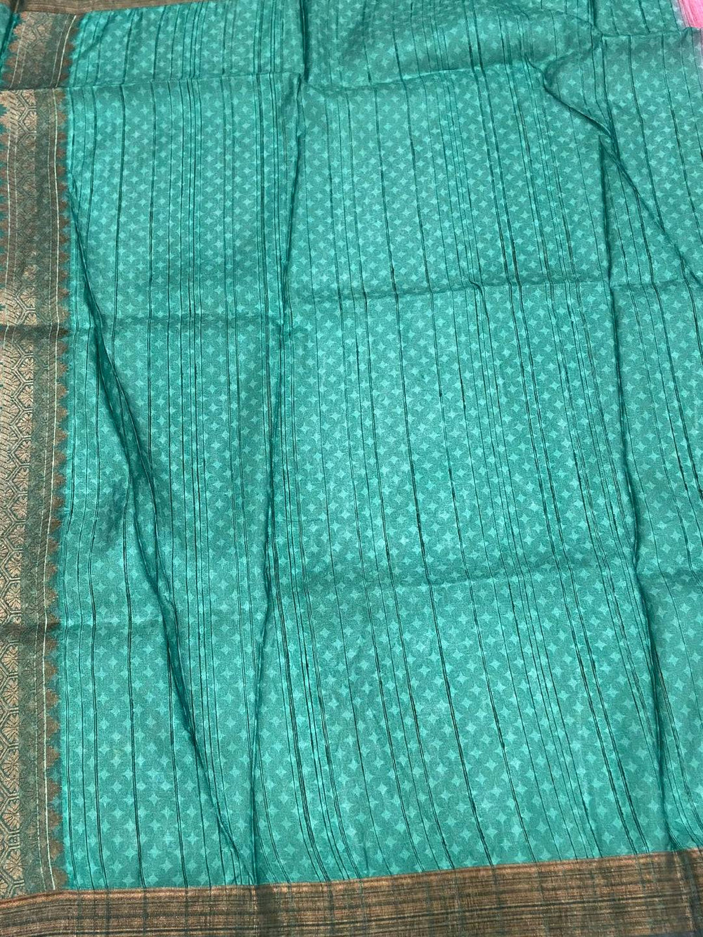 Pink Tussar Ghicha Print Saree