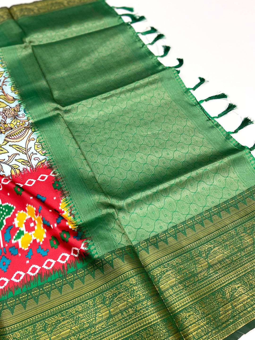 Pastel Blue Floral Banarasi Silk Saree