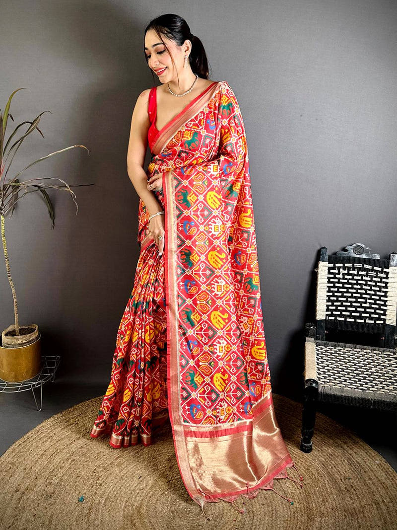 Opulent Gold Lakda Patta Kalamkari Saree