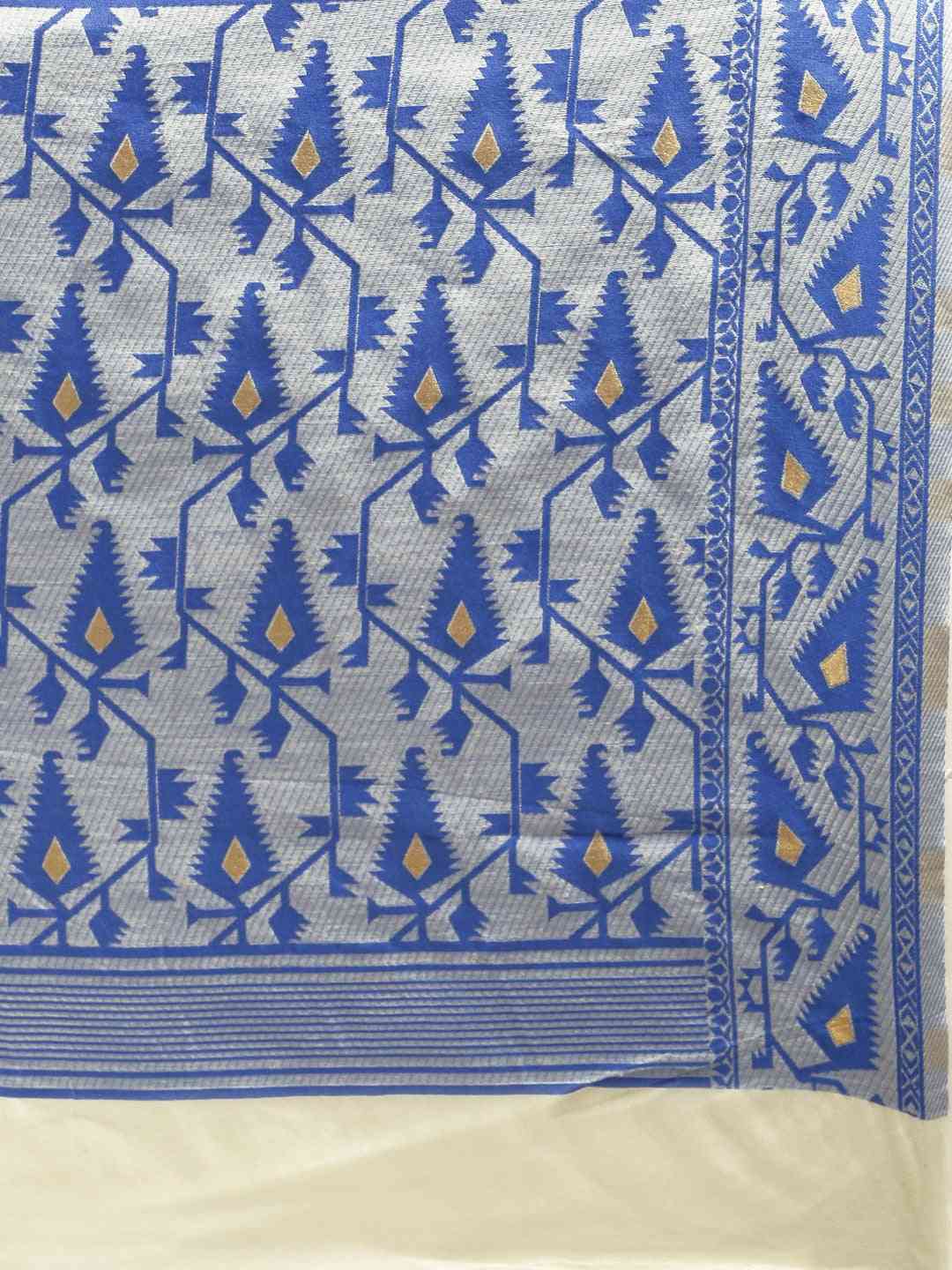 Jamdani Blue Colour Silk Cotton Saree