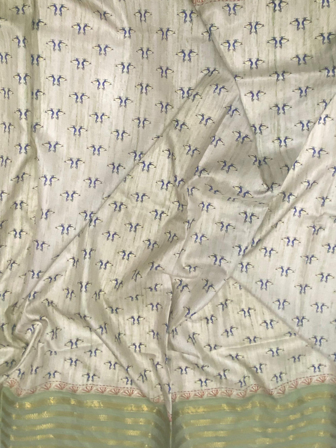 Elegant Soft Silk Pista Pichwai Prints Saree