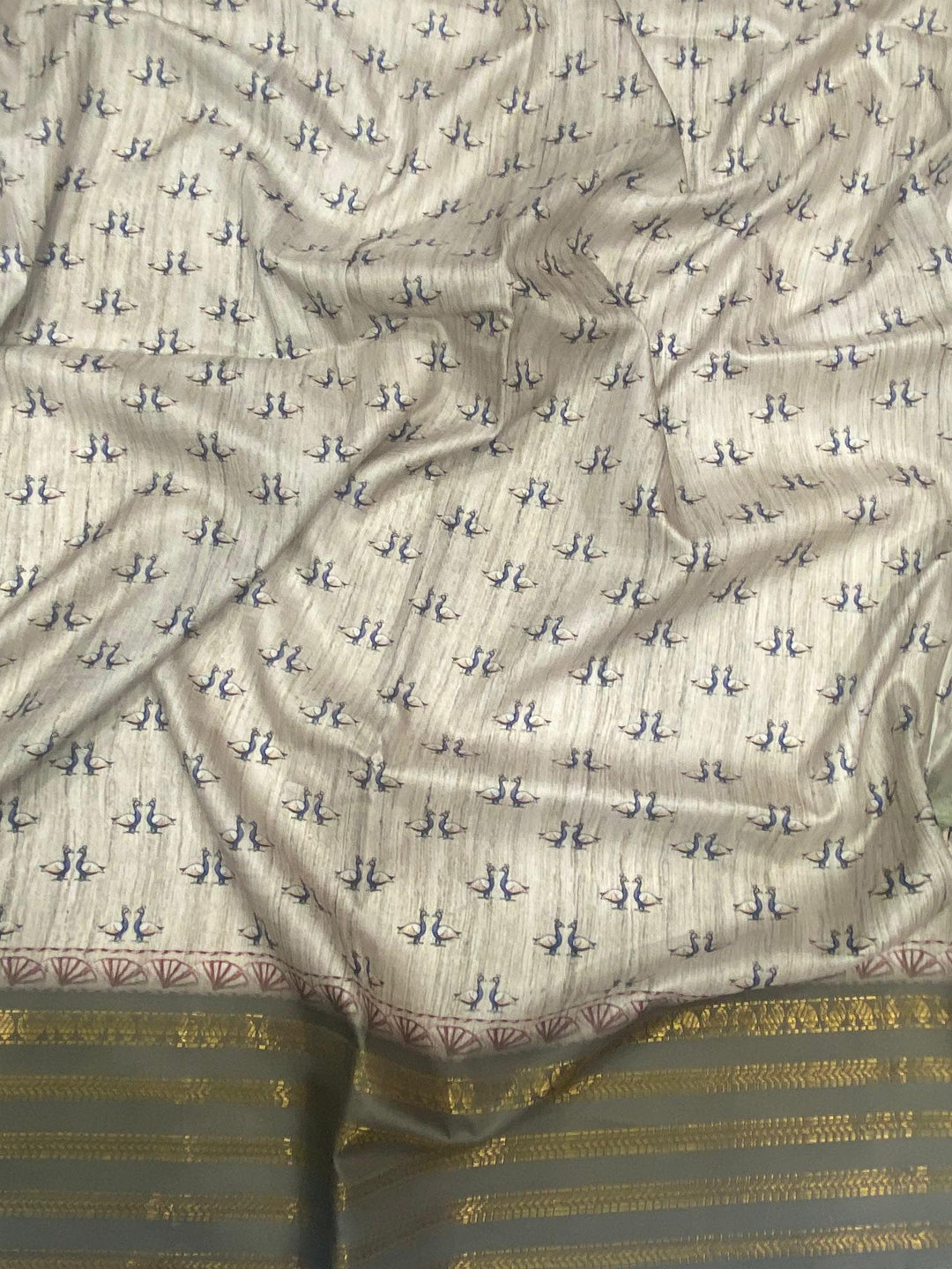Elegant Soft Silk White Pichwai Prints Saree