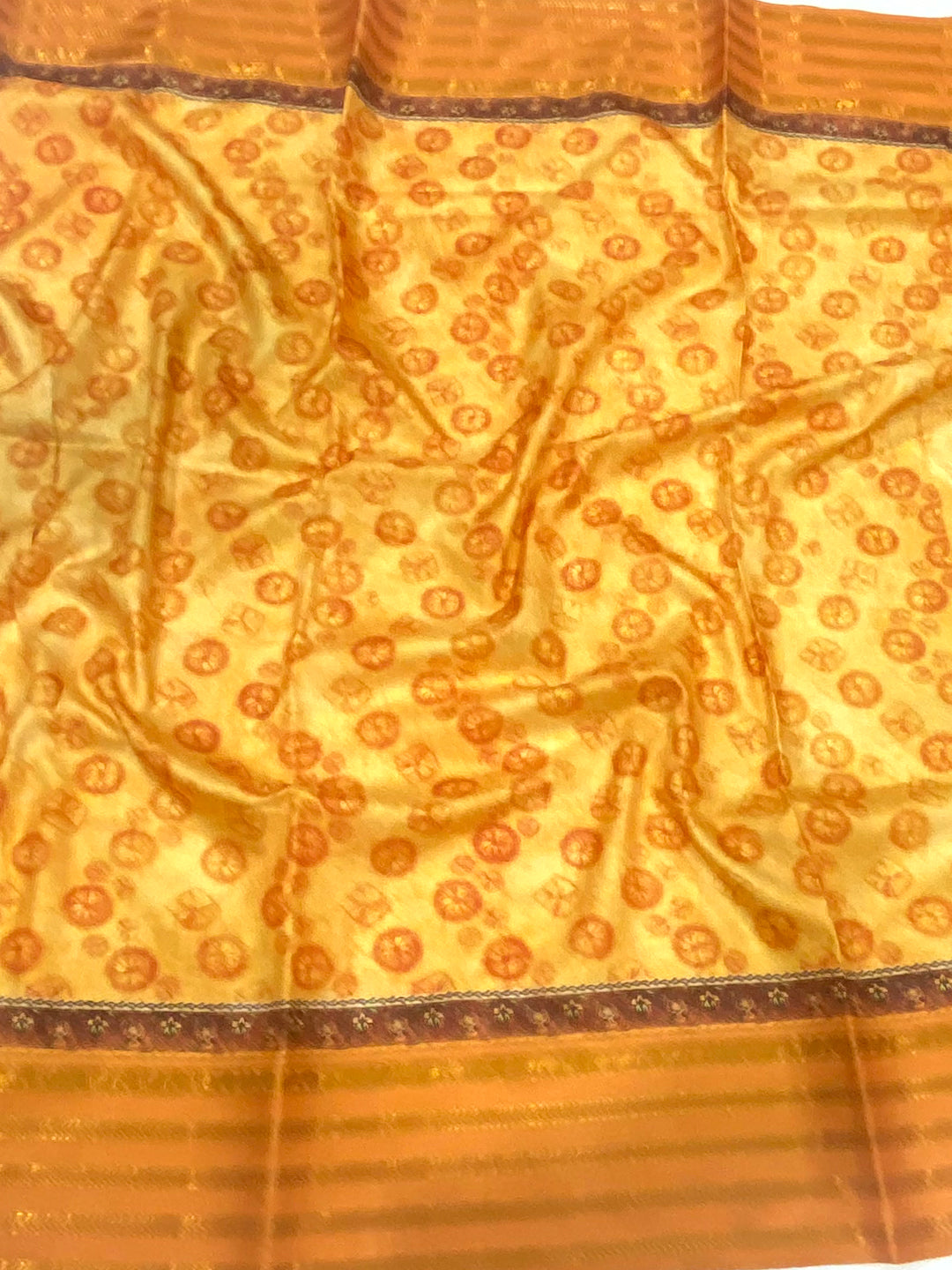 Mustard Soft Silk Shibori Printed Saree