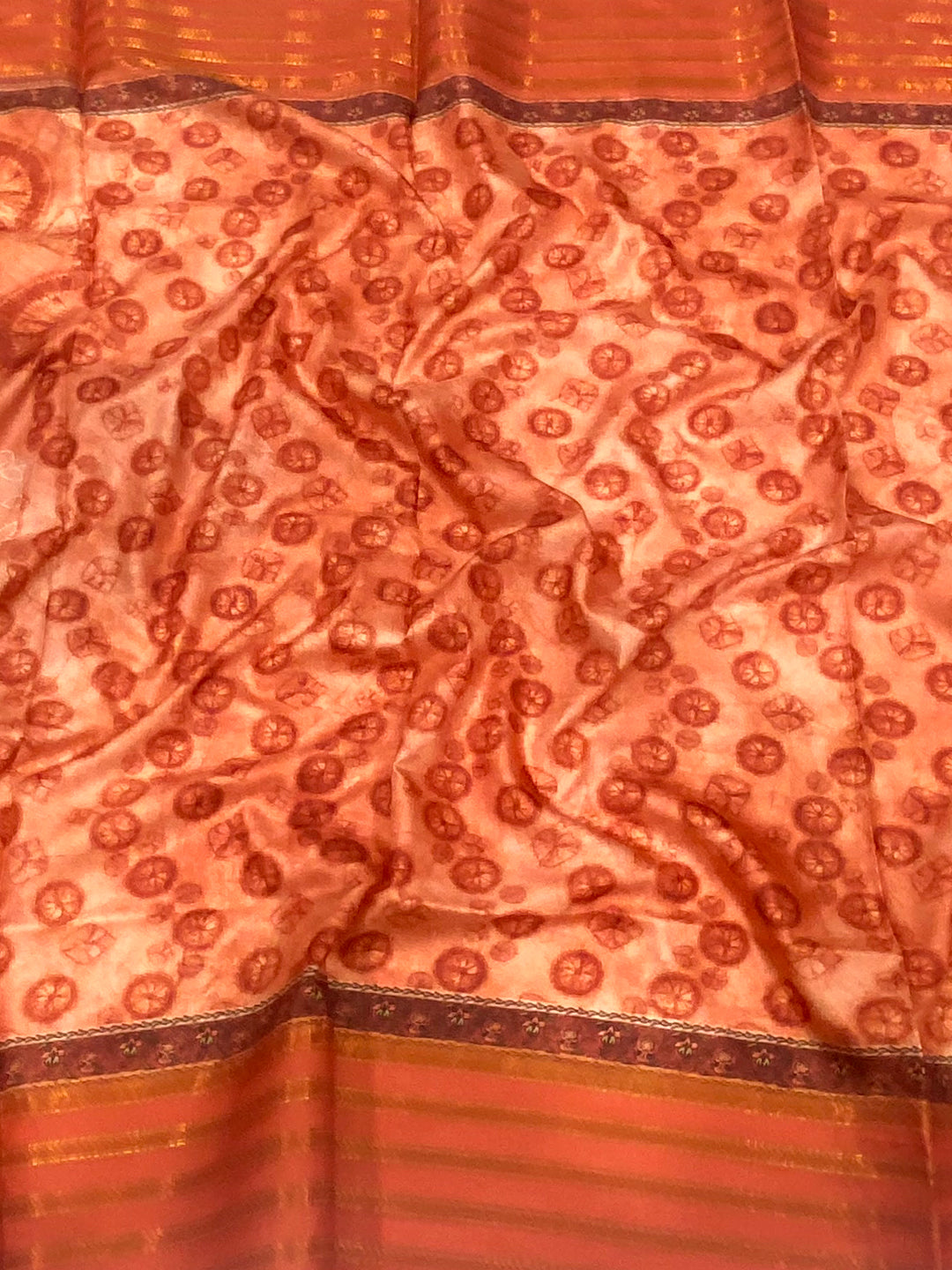 Rust Red Soft Silk Shibori Printed Saree