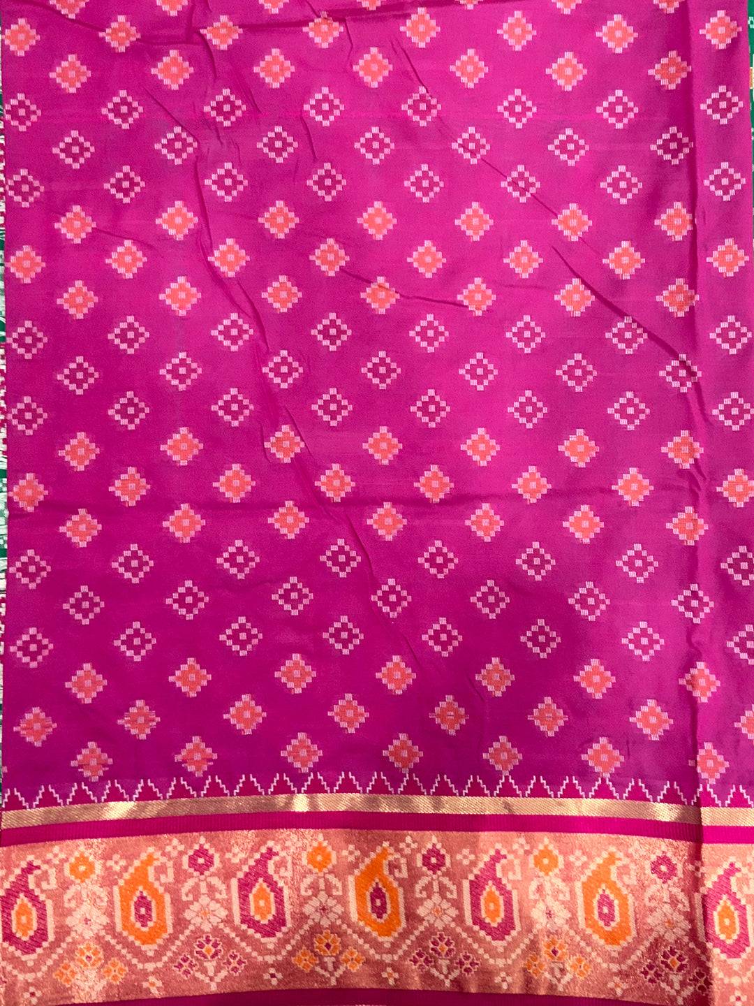 Sky Soft Silk Saree With Patola Weaving