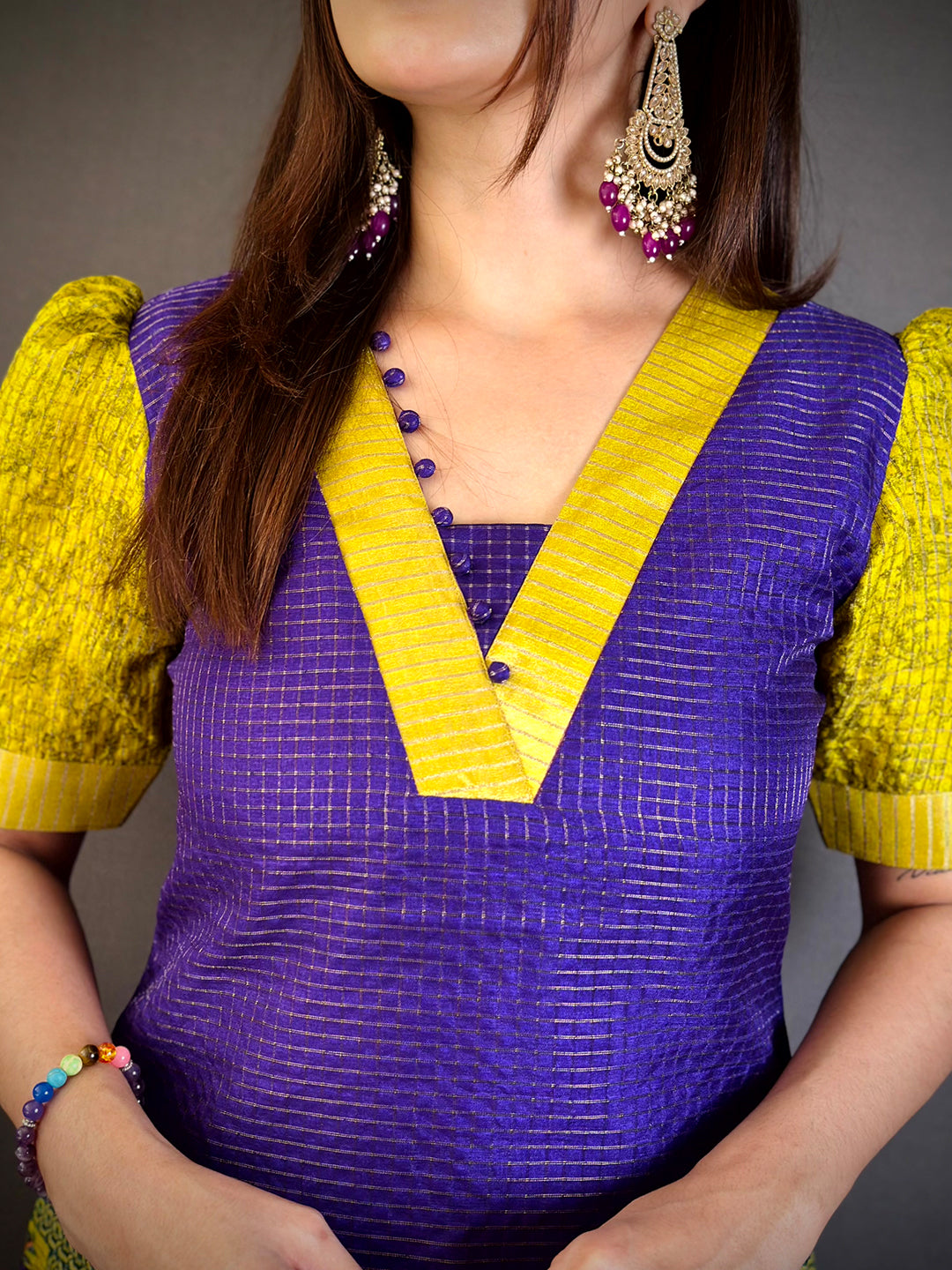 Opulent V Neck Kota Doriya Kurti