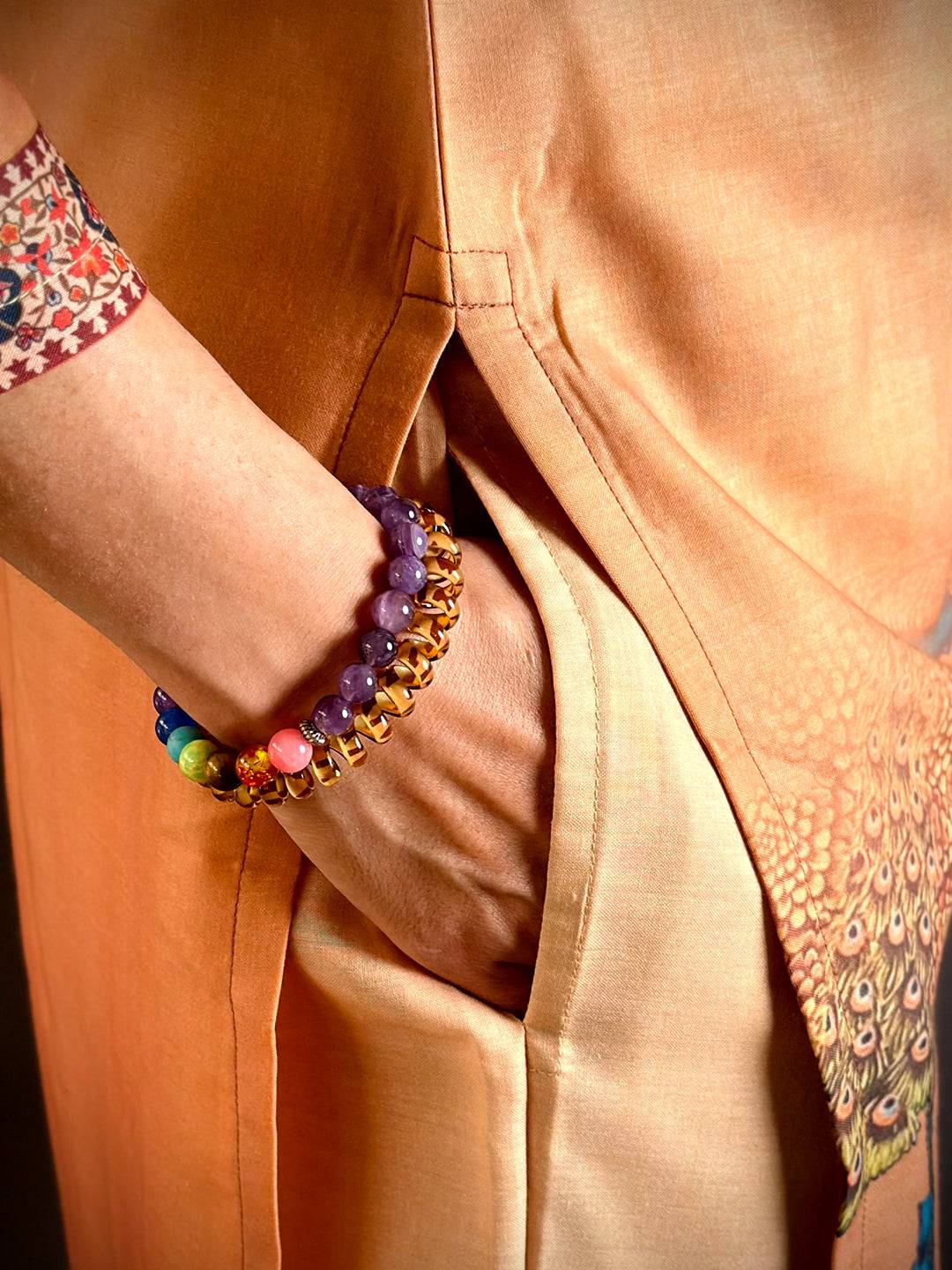 Aura Kalamkari Overlap V Neck Kurti