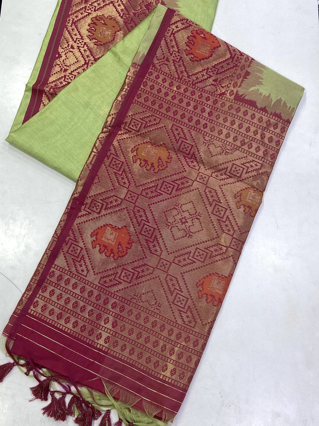 Regal Pista Silk Zari Weaving Saree
