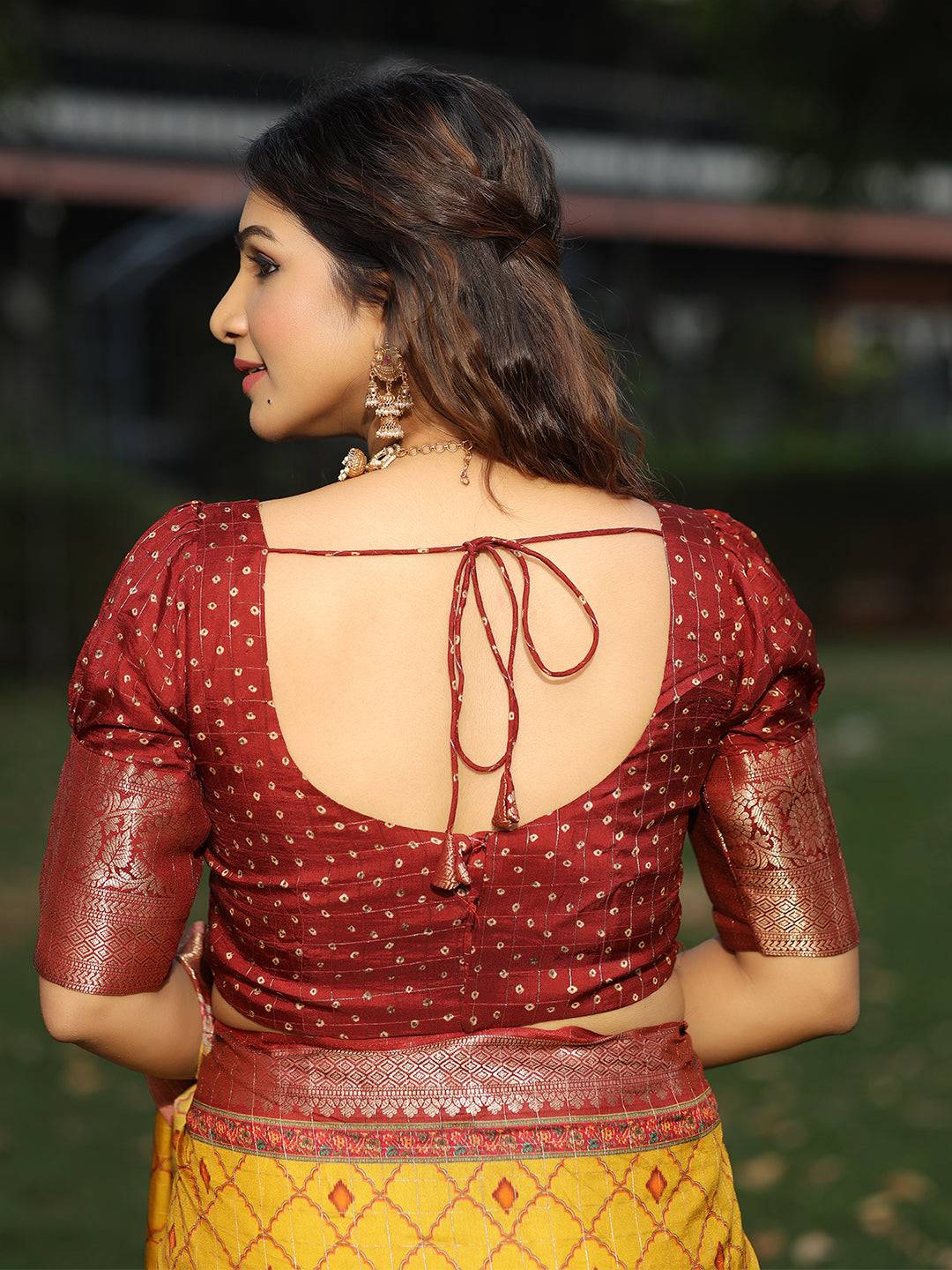 Mustard Colour Viscose Dola Silk Saree With Mughal Motifs