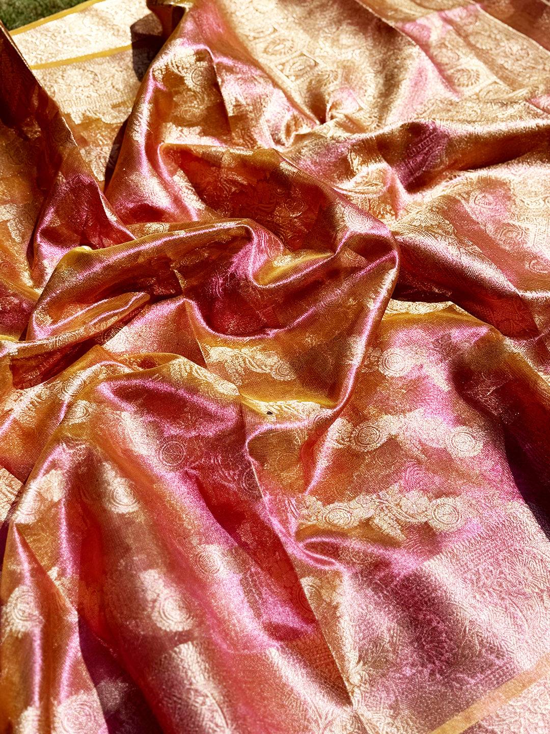 Rust Radiant Dual Tone Tissue Silk Saree