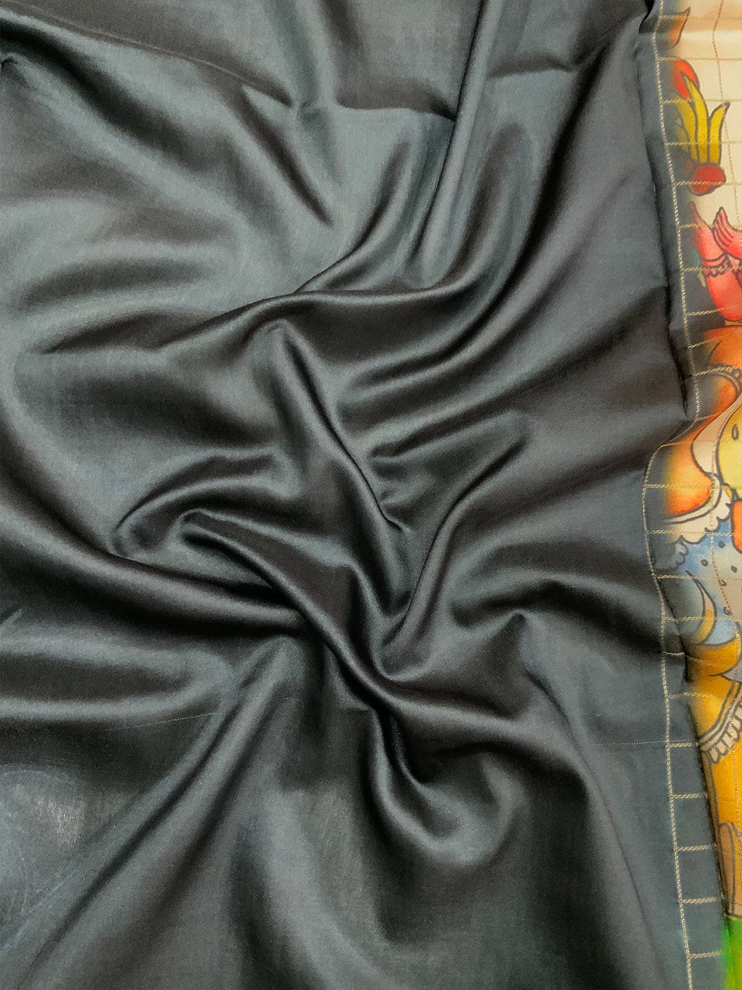 Vibrant Kalamkari Satin Bentex Gadwal Saree