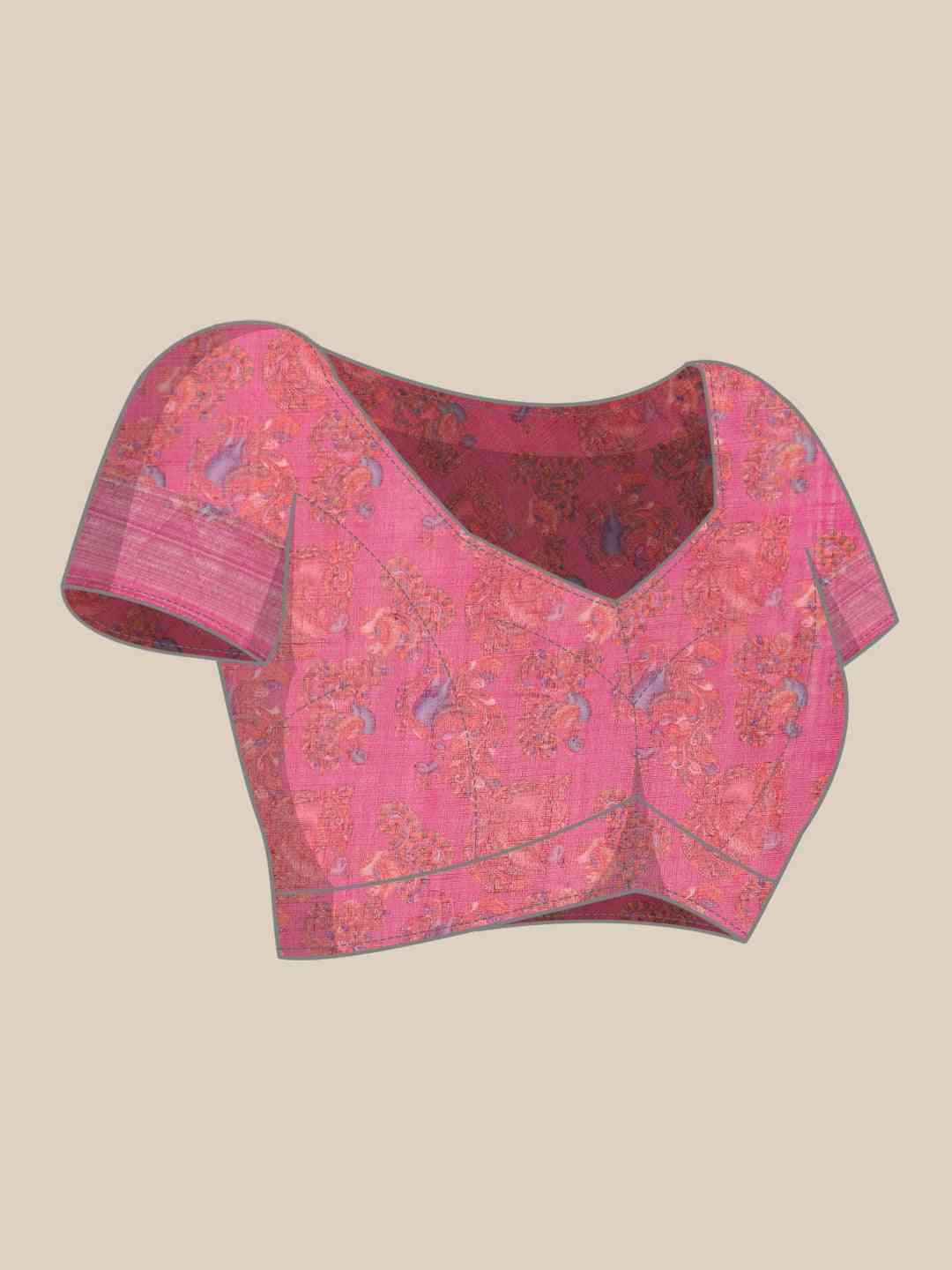 Kalamkari Print Saree With Zari Border
