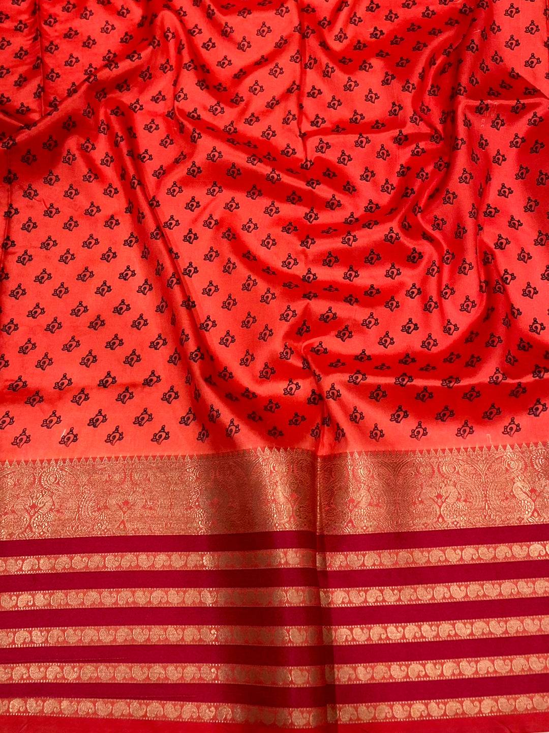 Beige Kalamkari Banarasi Silk Saree