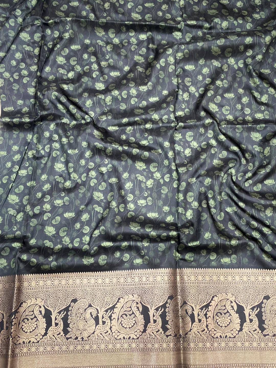 Grey Kalamkari Digital Print Pattu Saree